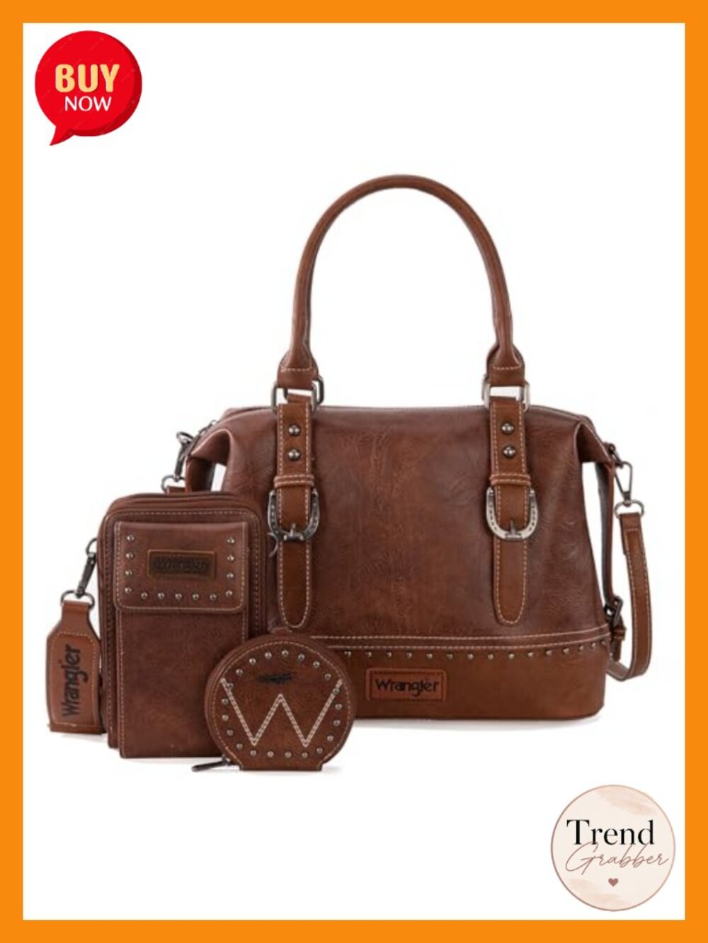 Faux Leather Doctor Bag Set Top-Handle Satchel w/ Cell Phone Bag Coin Purse